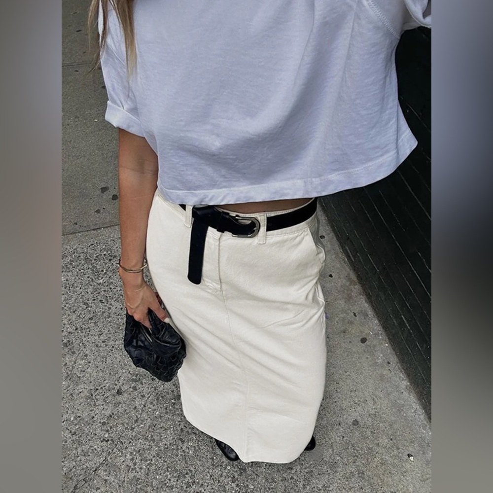 Elegant Cream Maxi Skirt